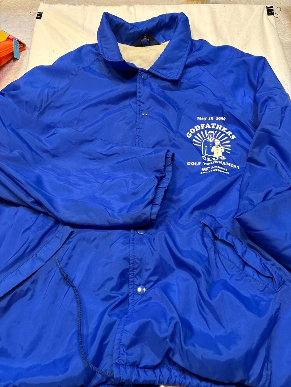 Vintage 1989 Cardinal Godfathers Club Golf Tournament Coach's Jacket Blue Size 2